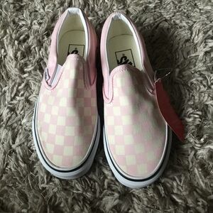 Vans Kids Pink Checkered Slip-On Shoes size 5